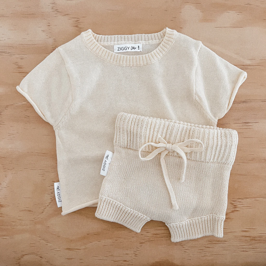 Knitted Tee - Cream | SIZE 0-3M LEFT