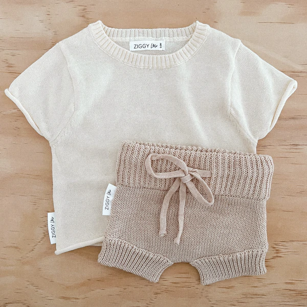 Knitted Tee - Cream | SIZE 0-3M LEFT