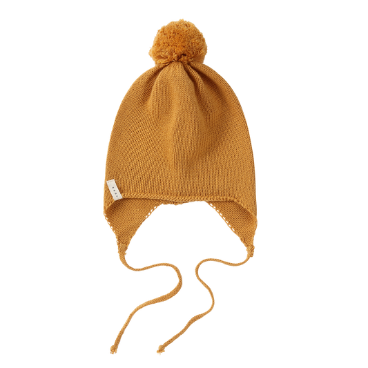 Organic Knit Pilot Cap - Mustard